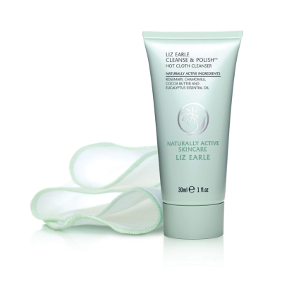 Кремовое очищающее средство + 2 полотенца в подарок Liz Earle Clense&Polish Pure Cotton Cloth 30 ml Mini