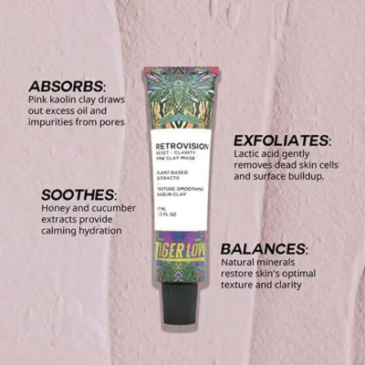 Очищувальна глиняна маска для обличчя Retrovision Reset + Clarity Pink Mask 17 g