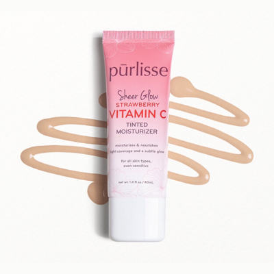Увлажняющий крем с тонирующим эффектом Purlisse Sheer Glow Strawberry Vitamin C Tinted (Light) 40 ml