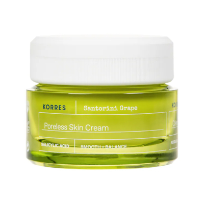 Легкий зволожуючий крем для обличчя, звужуючий пори та матуючий шкіру Korres Santorini Grape Poreless Skin Cream 40 ml