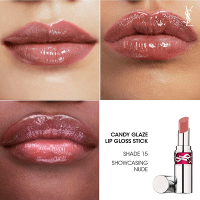Увлажняющий блеск для губ Yves Saint Laurent Candy Glaze Lip Gloss Stick (15 Showcasting Nude) 3.2 g (без коробочки, из набора)