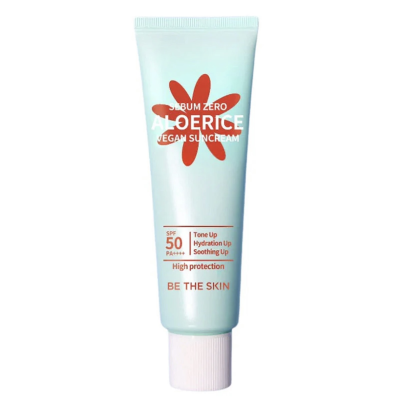 Сонцезахисний крем для чутливої шкіри обличчя Be The Skin Sebum Zero Aloerice Vegan Sun Cream SPF50 50 ml