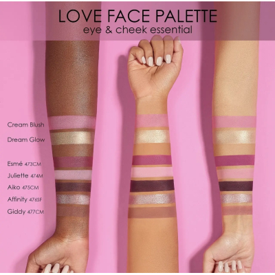 Палітра тіней, рум'яна та хайлайтер Natasha Denona Love Face Eyeshadow & Cheek Essential Palette 14.5 g (Уцінка) 