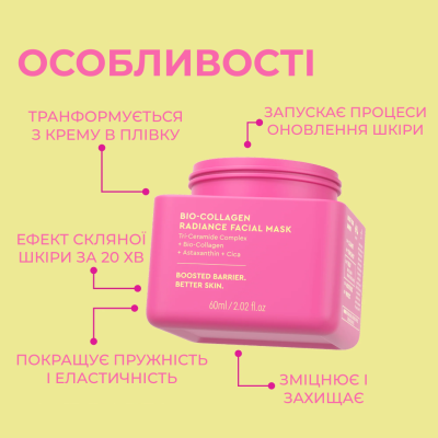 Восстанавливающая маска для сияния лица Byoma Bio-Collagen Radiance Facial Mask 60 ml