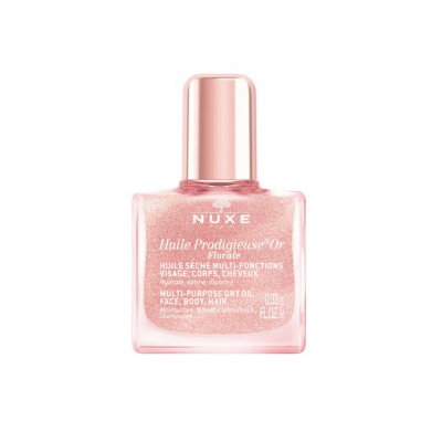 Суха рожева сяюча олія для обличчя, волосся та тіла Nuxe Multi-Purpose Dry Oil Face, Body, Hair 10 ml Mini