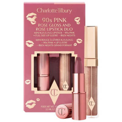 Набор для губ Charlotte Tilbury 90ʼs Pink Rose Gloss & Rose K.i.s.s.i.n.g Lipstick Duo