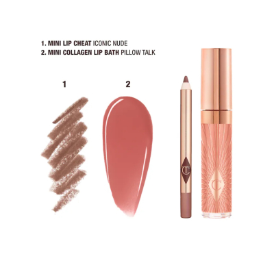 Набор для губ Charlotte Tilbury Glossy Nude Pink Lip Duo (карандаш Iconic Nude+ блеск Pillow Talk)