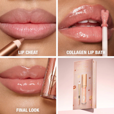 Набор для губ Charlotte Tilbury Glossy Nude Pink Lip Duo (карандаш Iconic Nude+ блеск Pillow Talk)