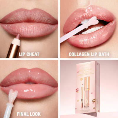 Набор для губ Charlotte Tilbury Glossy Nude Pink Lip Duo (карандаш Pillow Talk + блеск Refresh Rose)