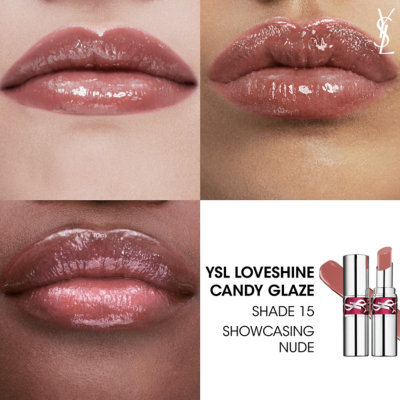 Зволожуючий блиск для губ Yves Saint Laurent Candy Glaze Lip Gloss Stick (15 Showcasing Nude) 3.2 g