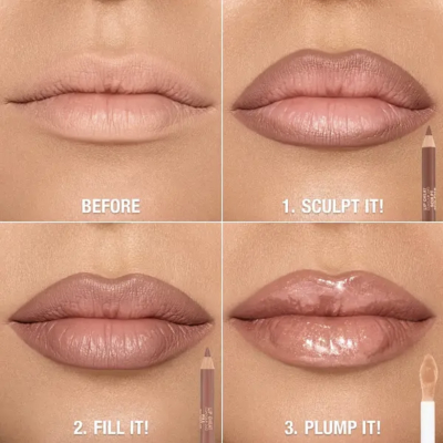 Двойной карандаш для губ Charlotte Tilbury Lip Cheat Contour Duo Sculpt+Fill (Medium) 0.78 g (без коробочки, из набора)
